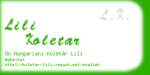lili koletar business card